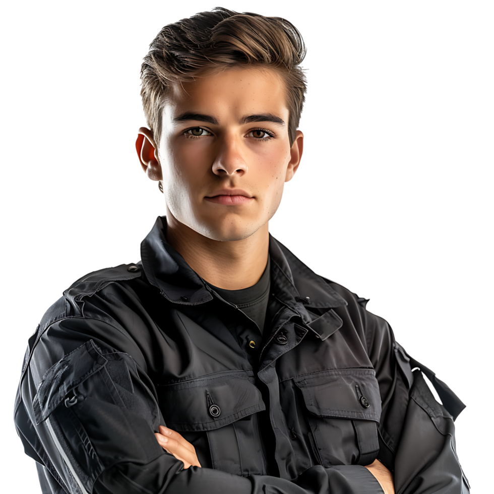 Young security guard on isolated transparent background png