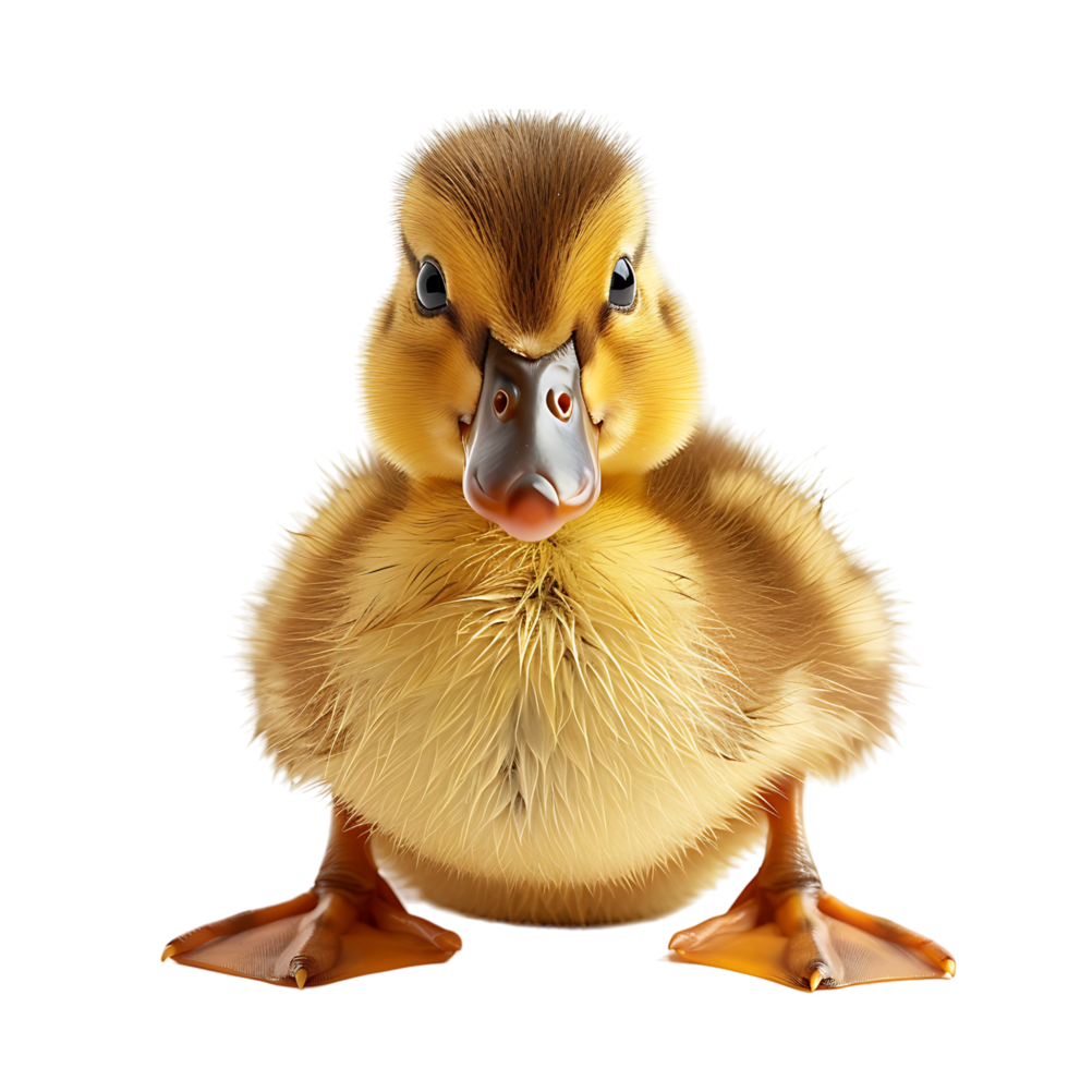 Duckling front view on isolated transparent background png