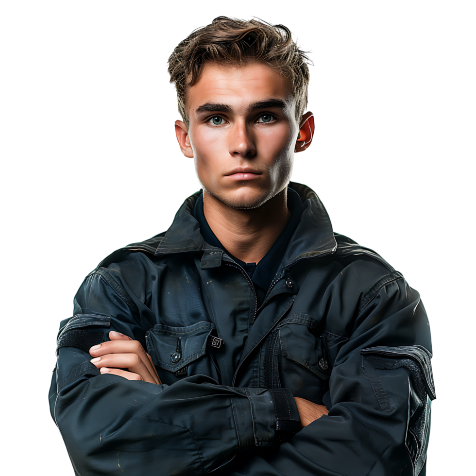 Young security guard on isolated transparent background png