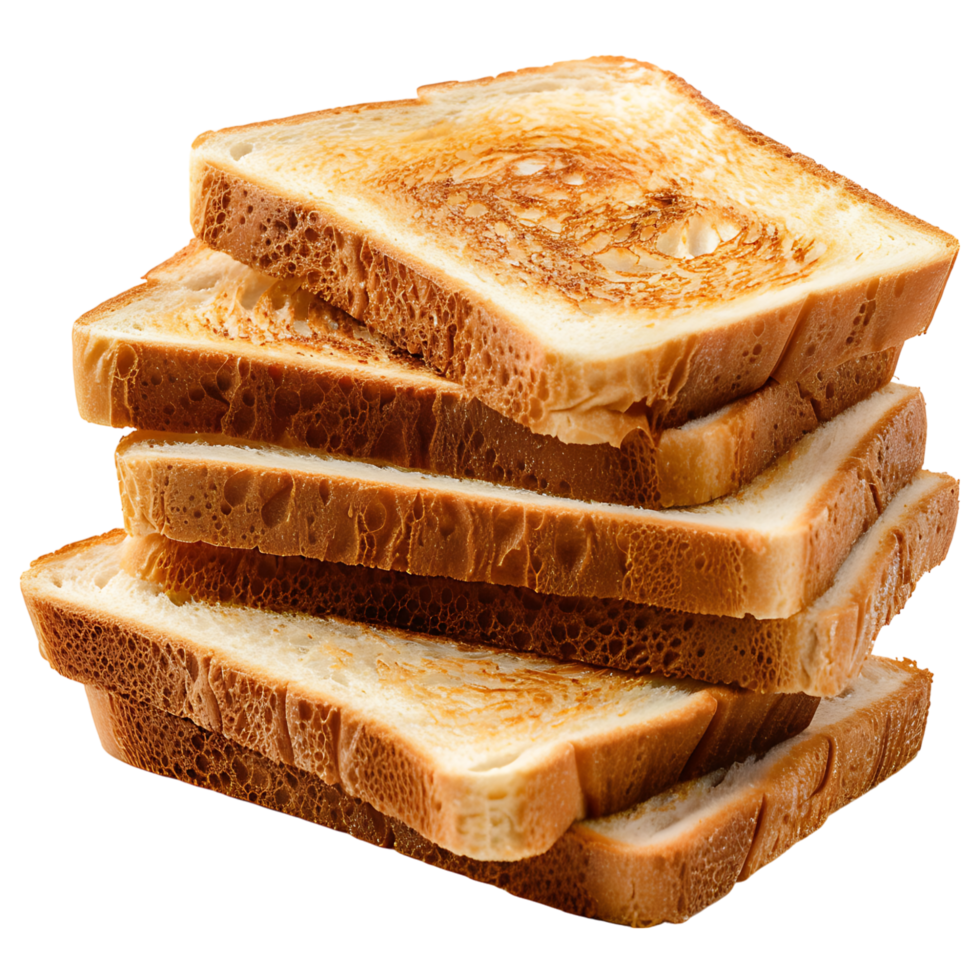 Stack of sliced toast bread on isolated transparent background png