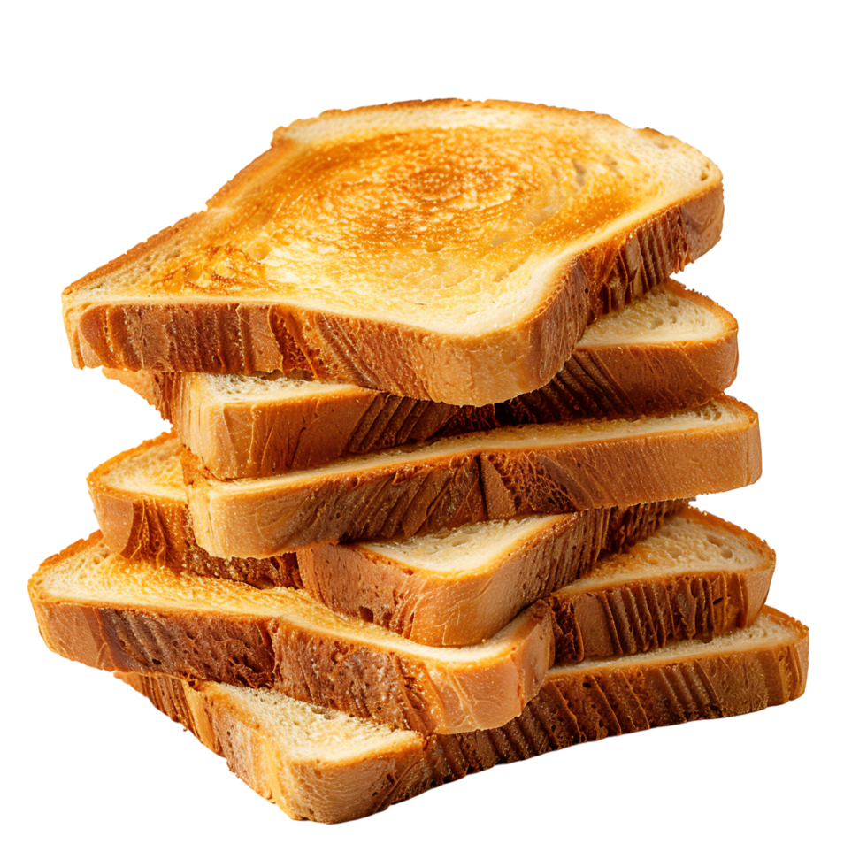 Stack of sliced toast bread on isolated transparent background png