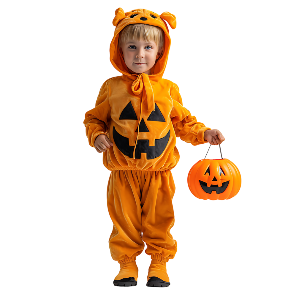 garçon enfant Halloween costume tour ou traiter sur isolé transparent Contexte png