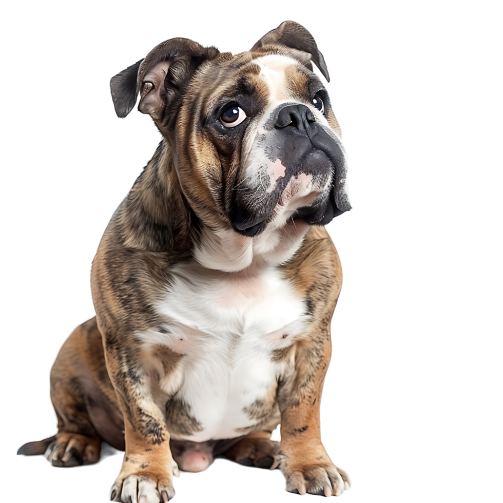 Front view of a Bull dog sitting on isolated transparent background png