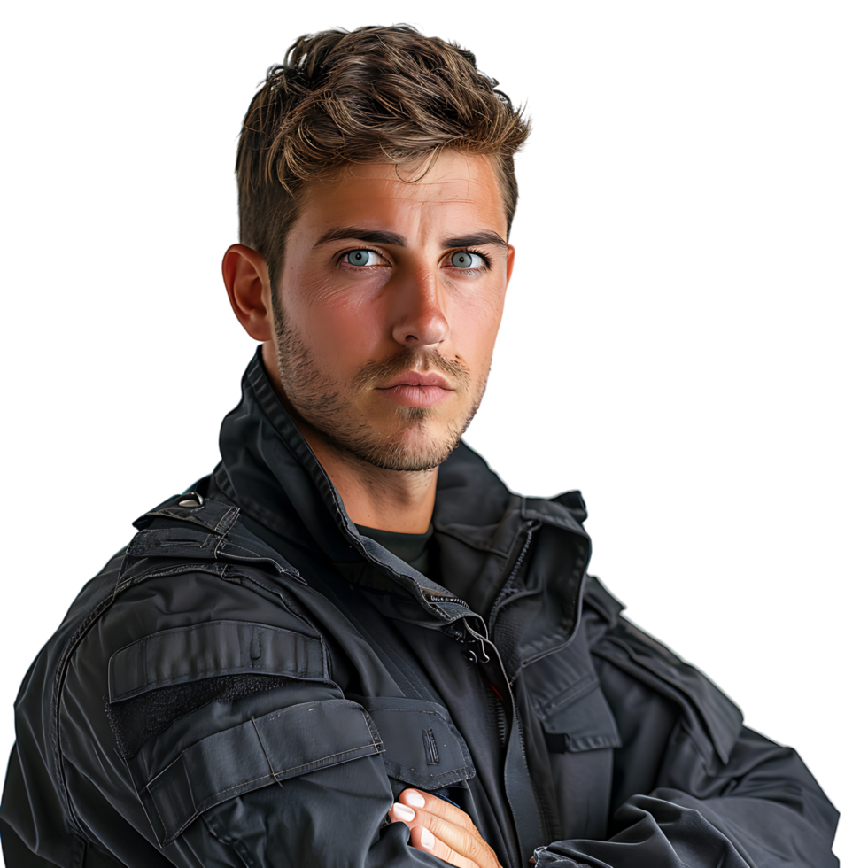 Young security guard on isolated transparent background png