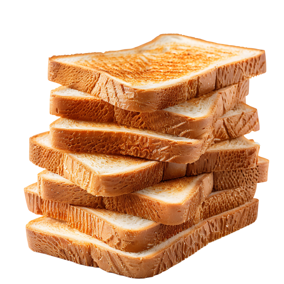 Stack of sliced toast bread on isolated transparent background png