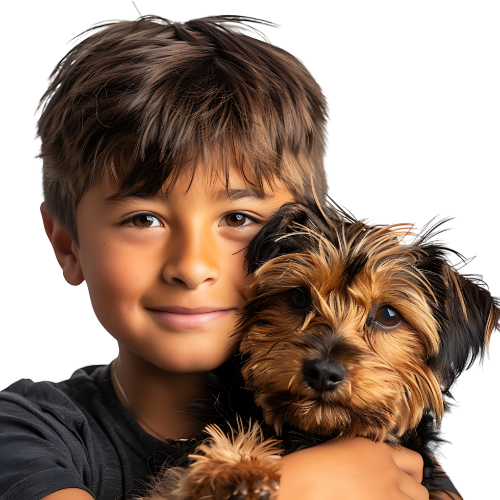Boy kid with pet dog on isolated transparent background png