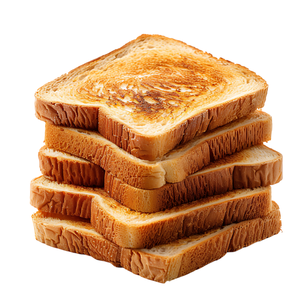 Stack of sliced toast bread on isolated transparent background png