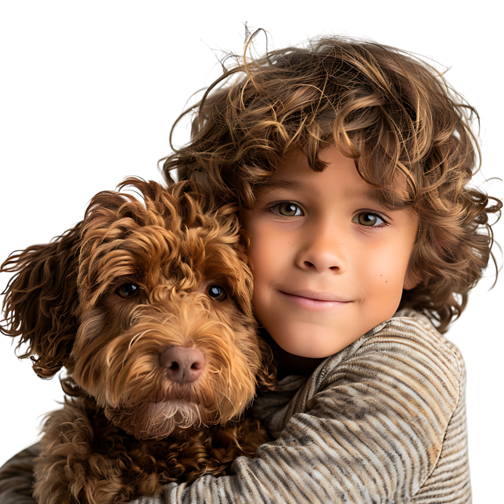 Boy kid with pet dog on isolated transparent background png