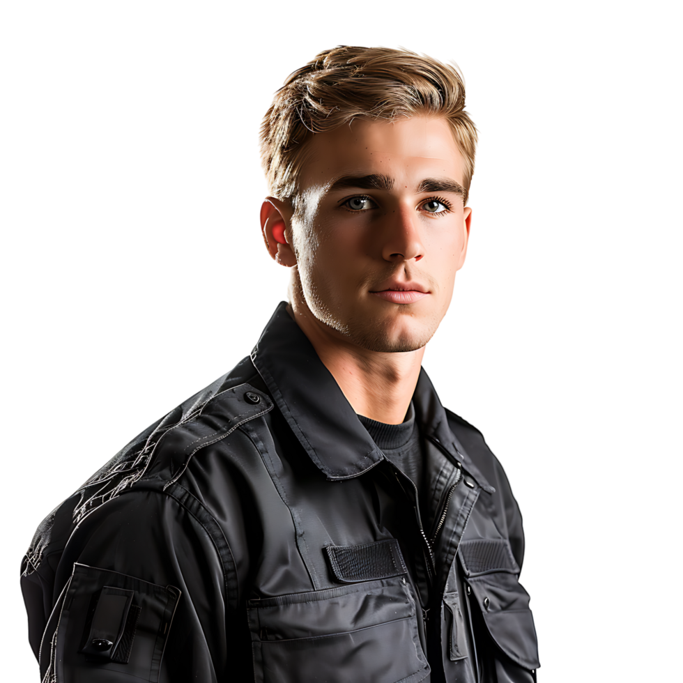 Young security guard on isolated transparent background png