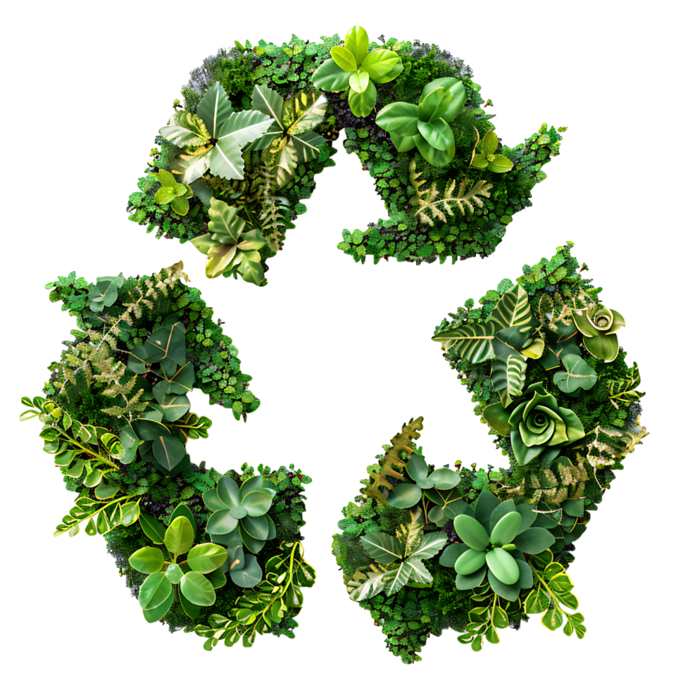 Recycle icon symbol in plants nature on isolated transparent background png