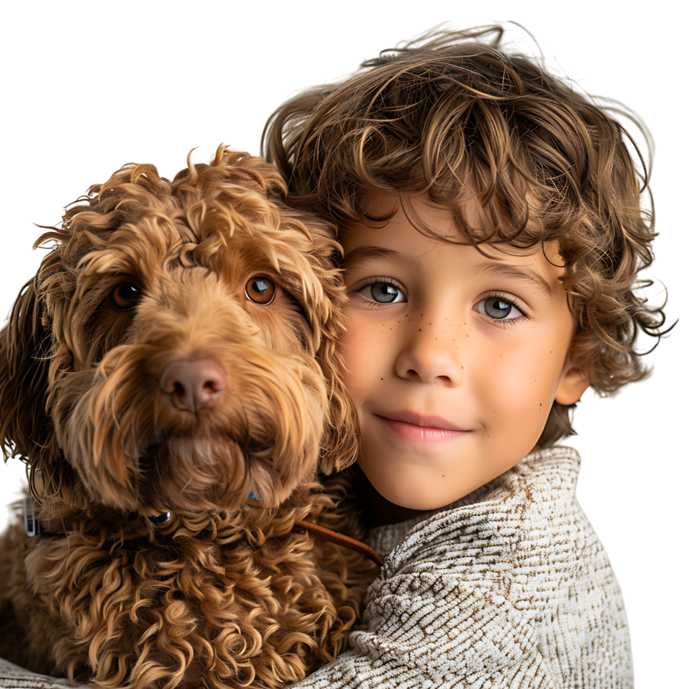 Boy kid with pet dog on isolated transparent background png