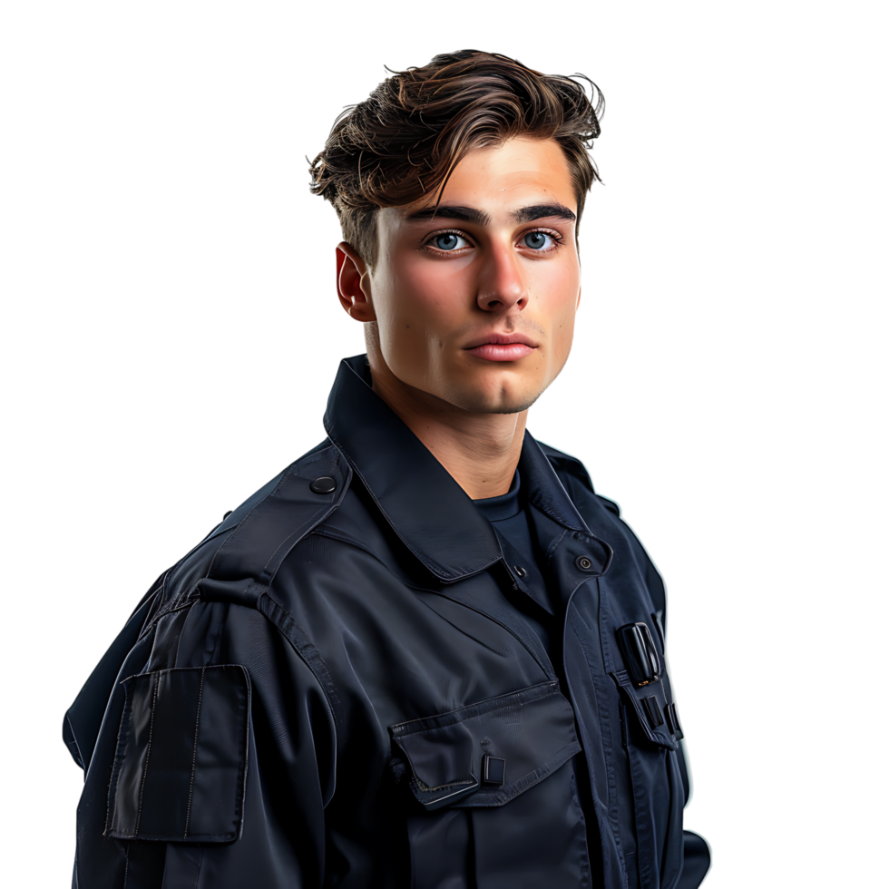 Young security guard on isolated transparent background png