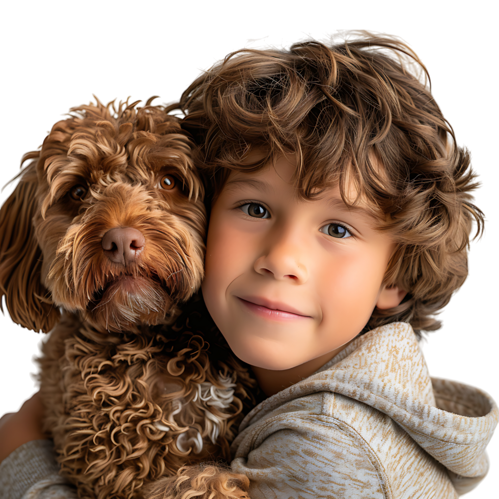 Boy kid with pet dog on isolated transparent background png