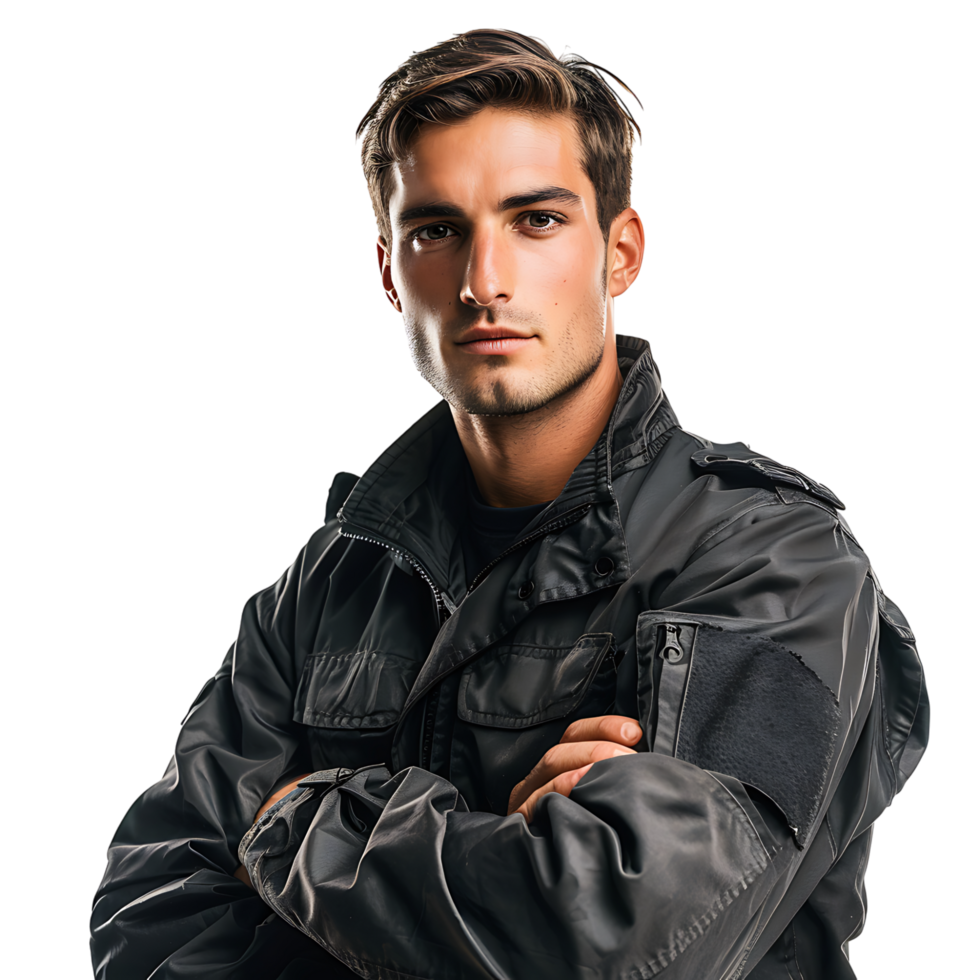 Young security guard on isolated transparent background png
