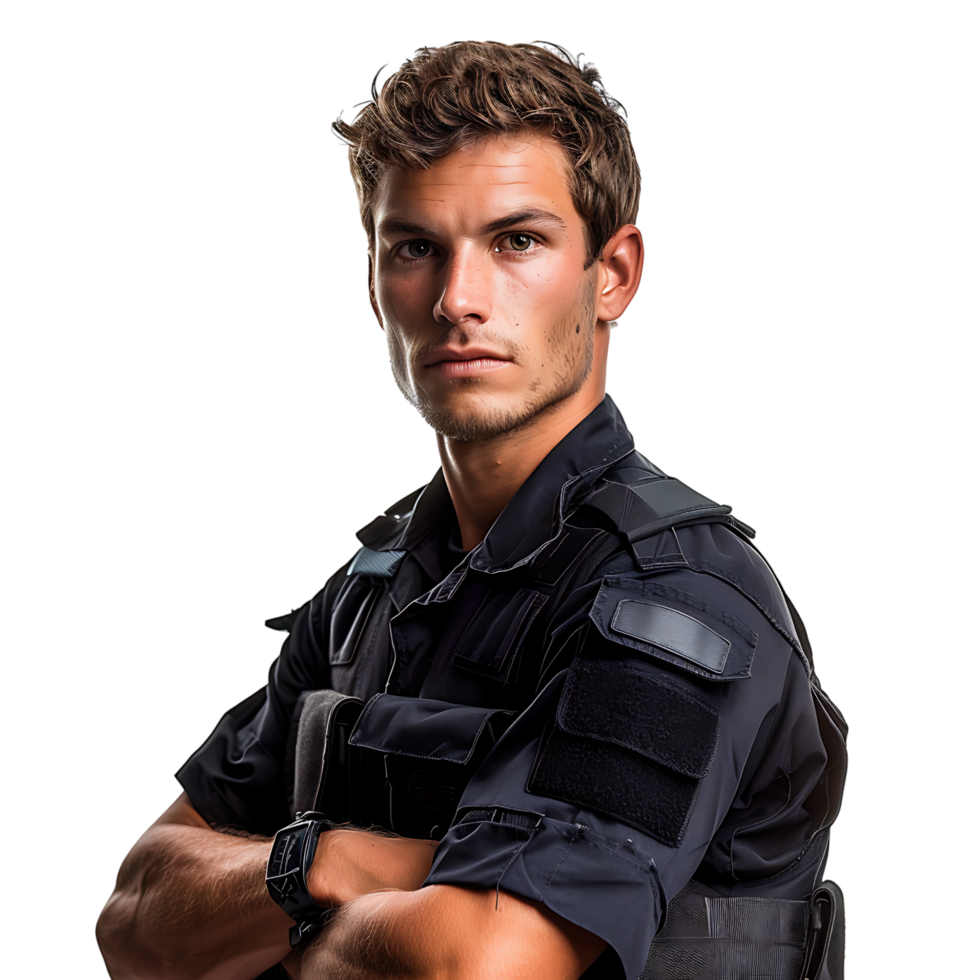 Young security guard on isolated transparent background png