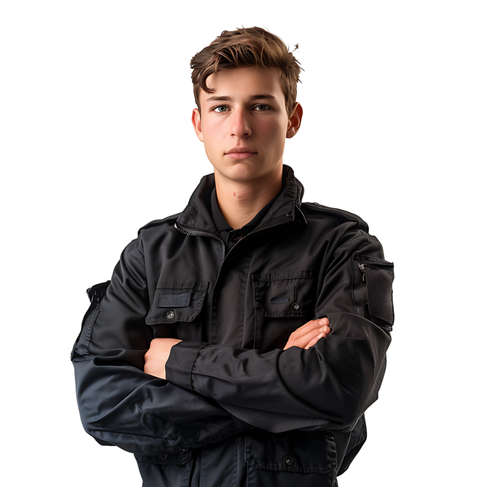 Young security guard on isolated transparent background png