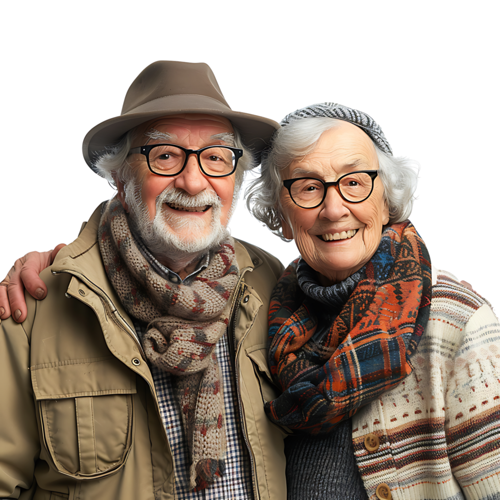 Happy grandparents on isolated transparent background png