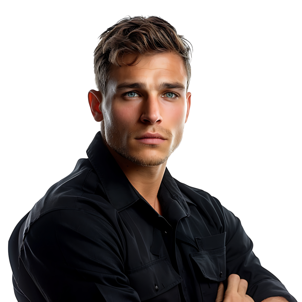 Young security guard on isolated transparent background png