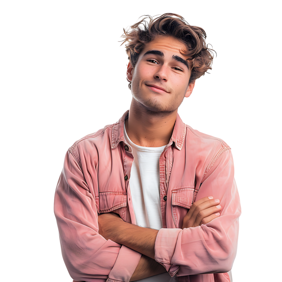 Hesitant young man looking gesture on isolated transparent background png