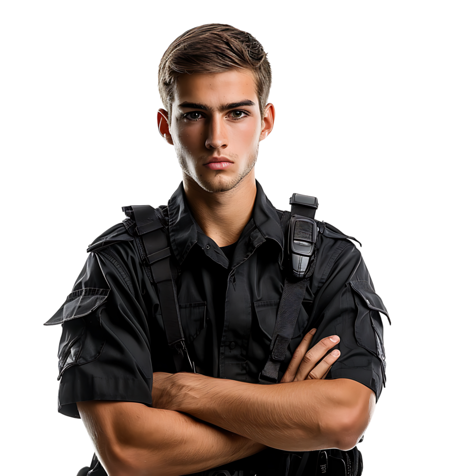 Young security guard on isolated transparent background png
