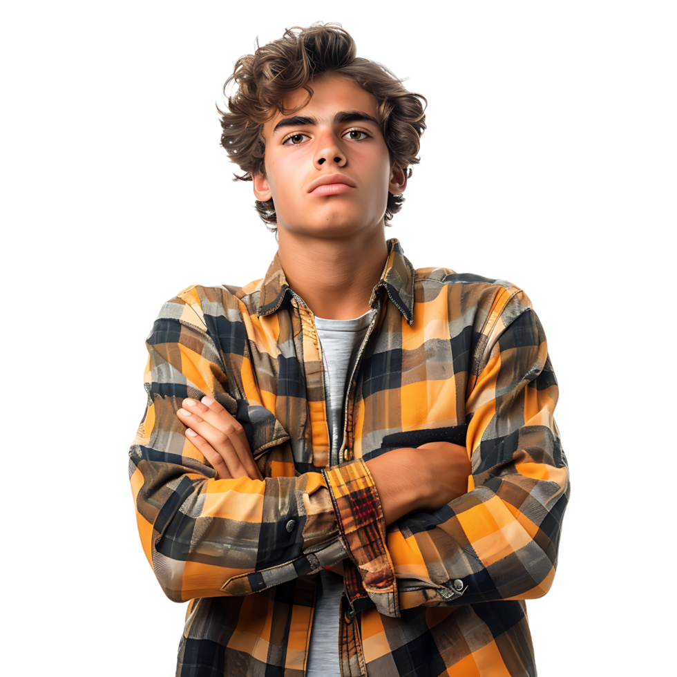 Hesitant young man looking gesture on isolated transparent background png