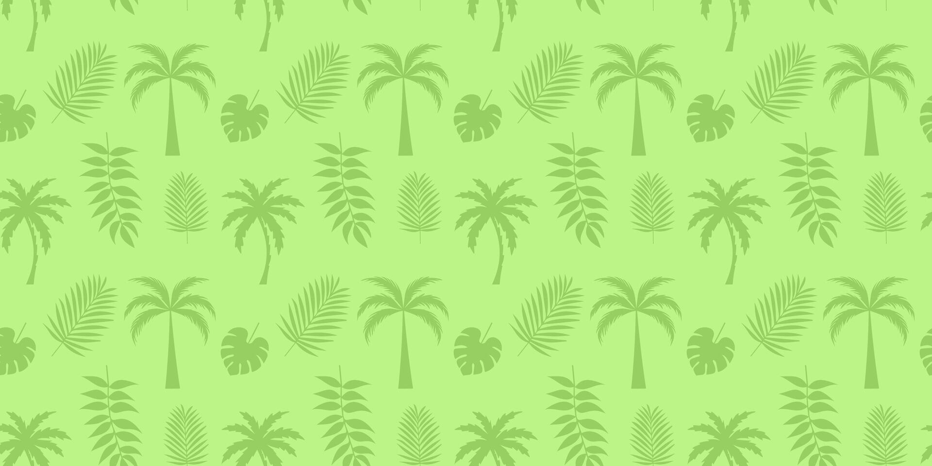 Seamless pattern with tropical Leaves, palm tree. illustration. green background. vector