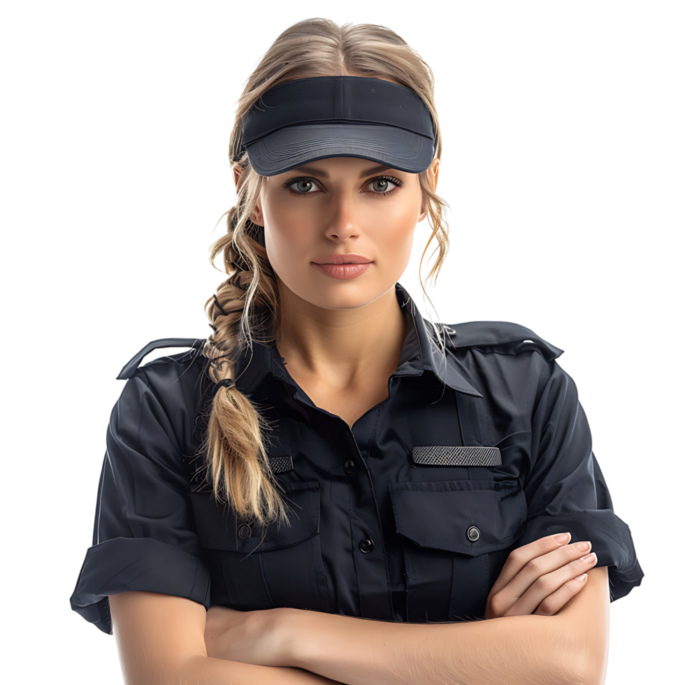 Police officer policewoman on isolated transparent background png