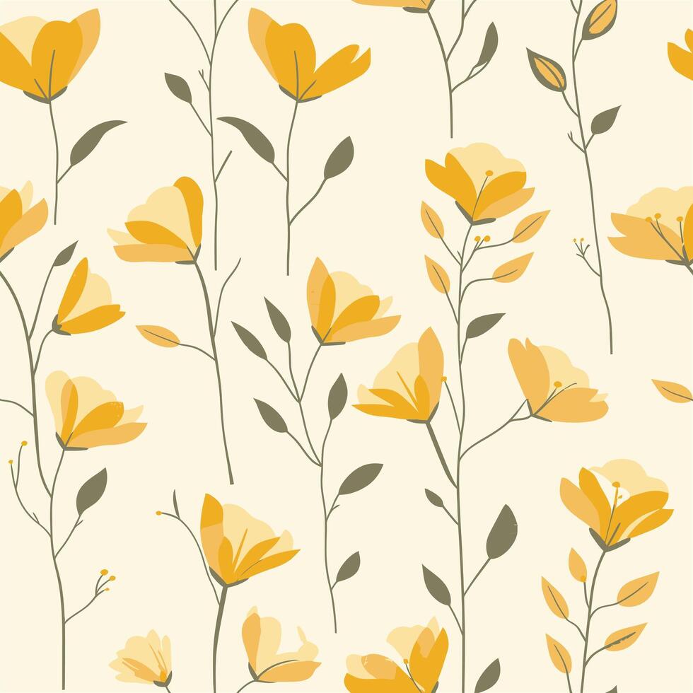 leaf and flower pattern with cream background vector