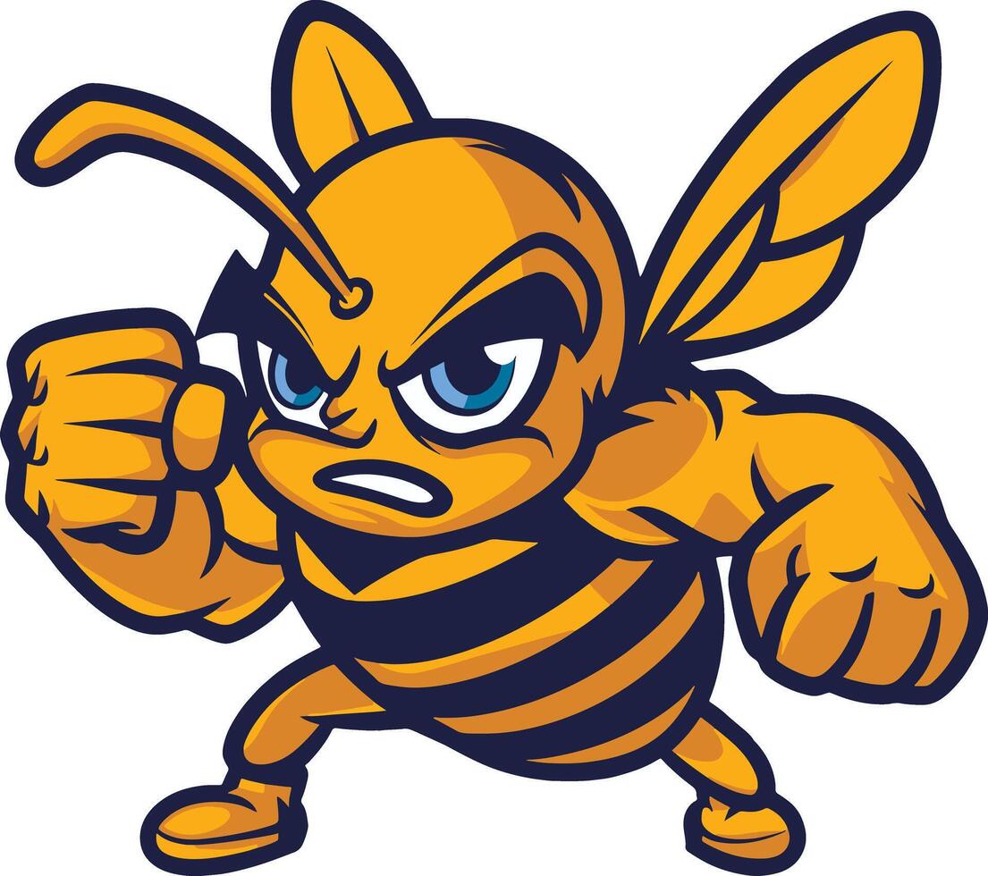 icon of a muscular and angry standing bee vector