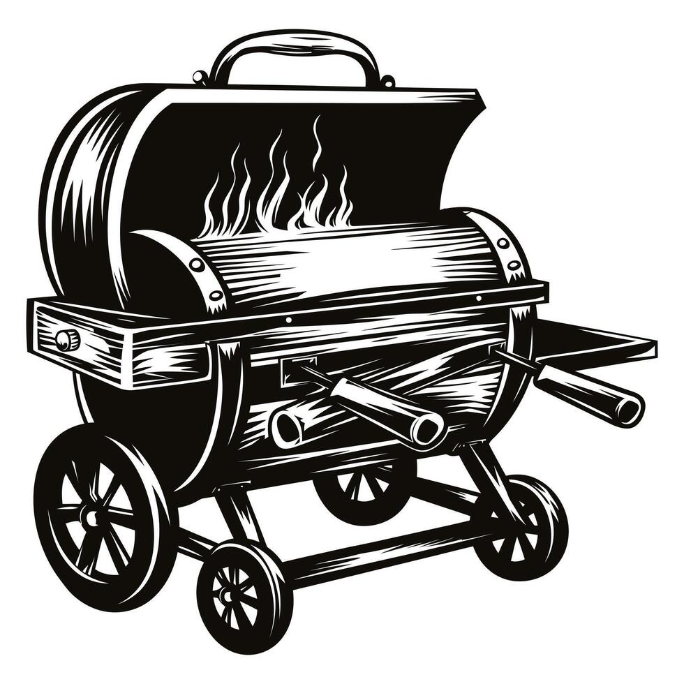 BBQ set. Steak icons, BBQ tools and labels and emblems. vector