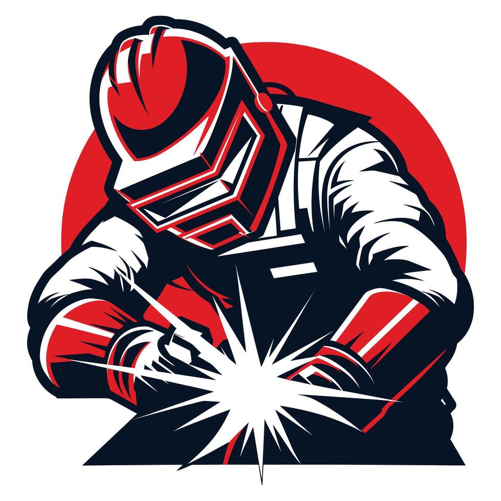illustration of a fitter doing welding on a white background vector