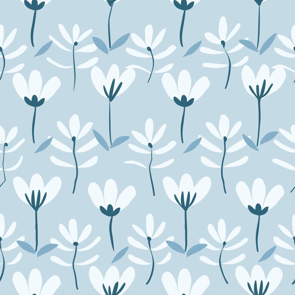 leaf and flower pattern on a blue background vector