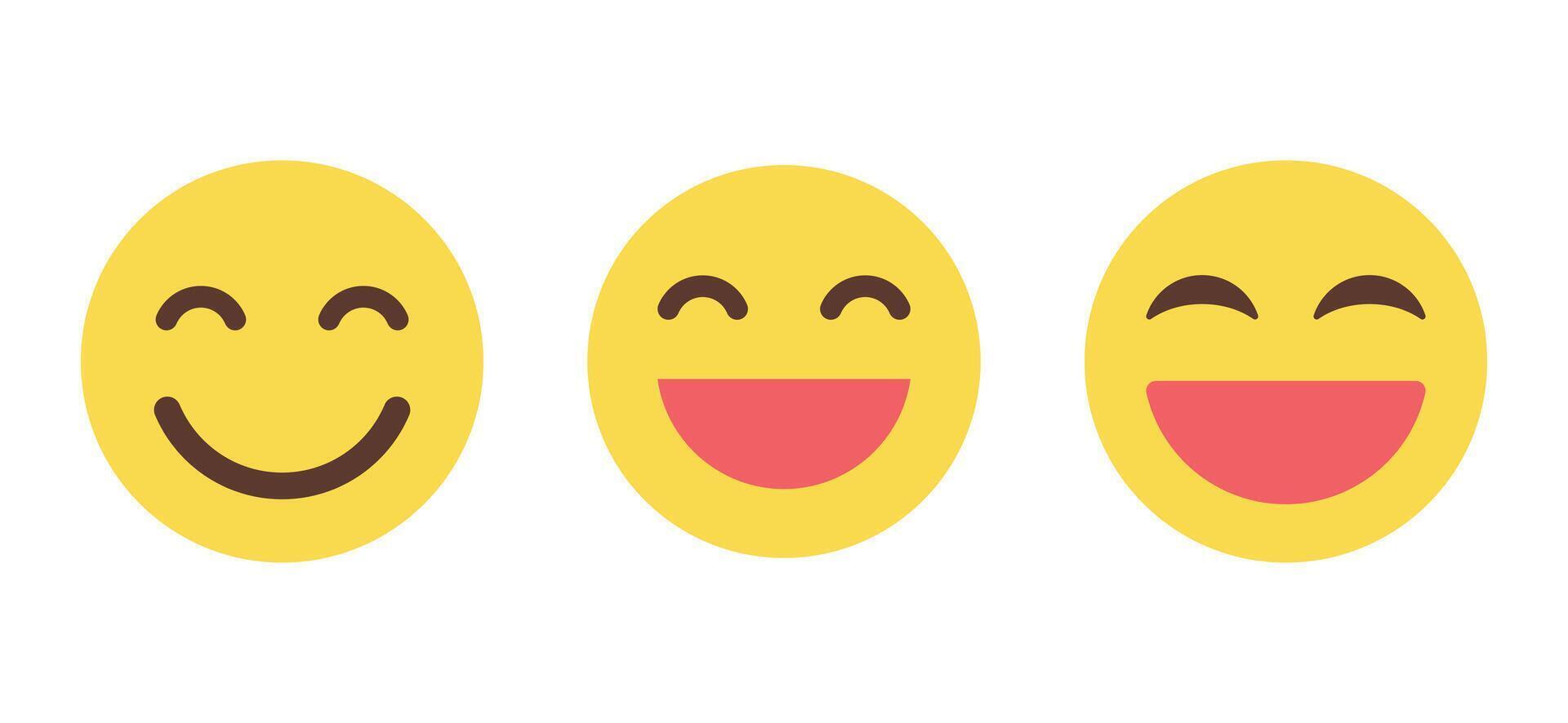 Smile and laugh emoji icon in flat style. Smiling and laughing face emoticon concept vector