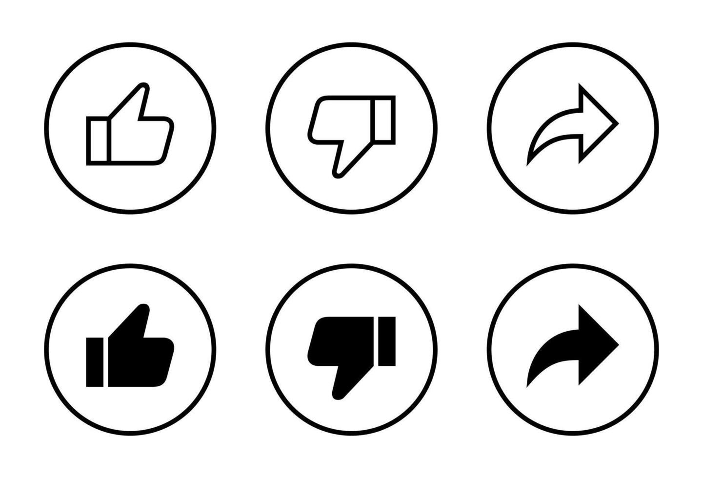 como, disgusto, y compartir icono circulo línea. social medios de comunicación elementos vector