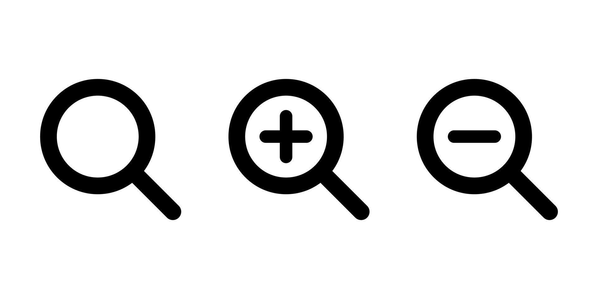 Search and zoom icon in generic style. Magnifying glass with plus and minus vector