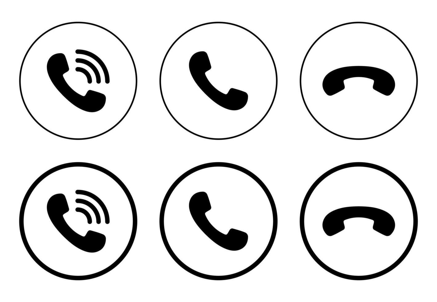 Handset phone call icon on circle line vector