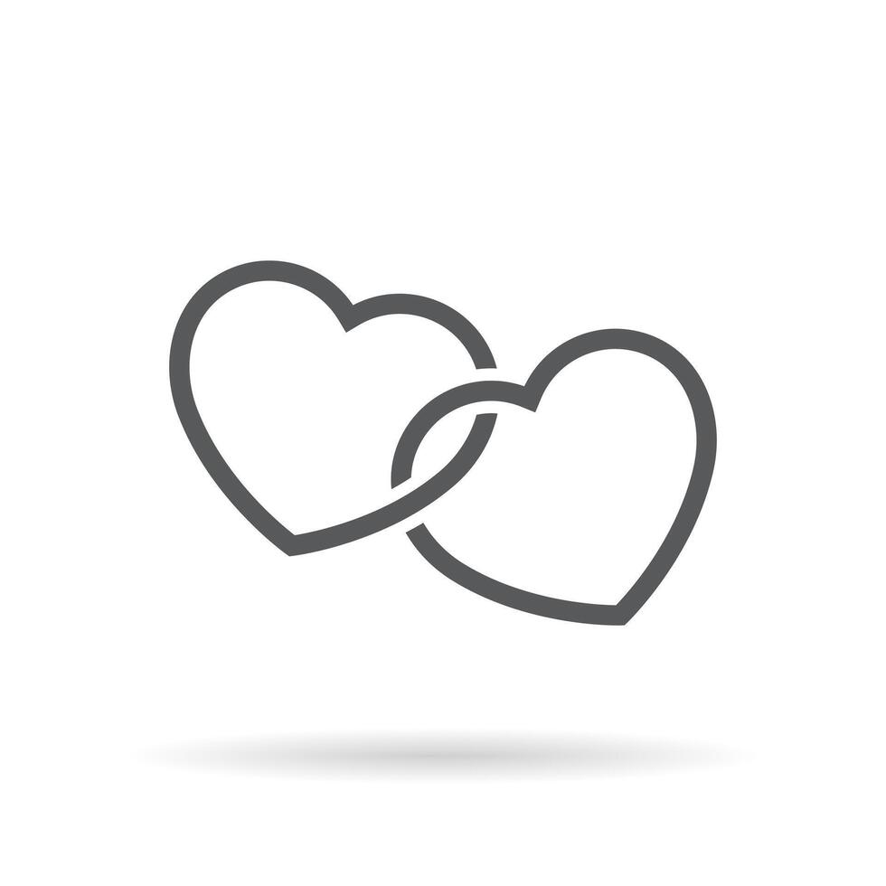 Two hearts icon isolated on white background. Double love sign symbol vector