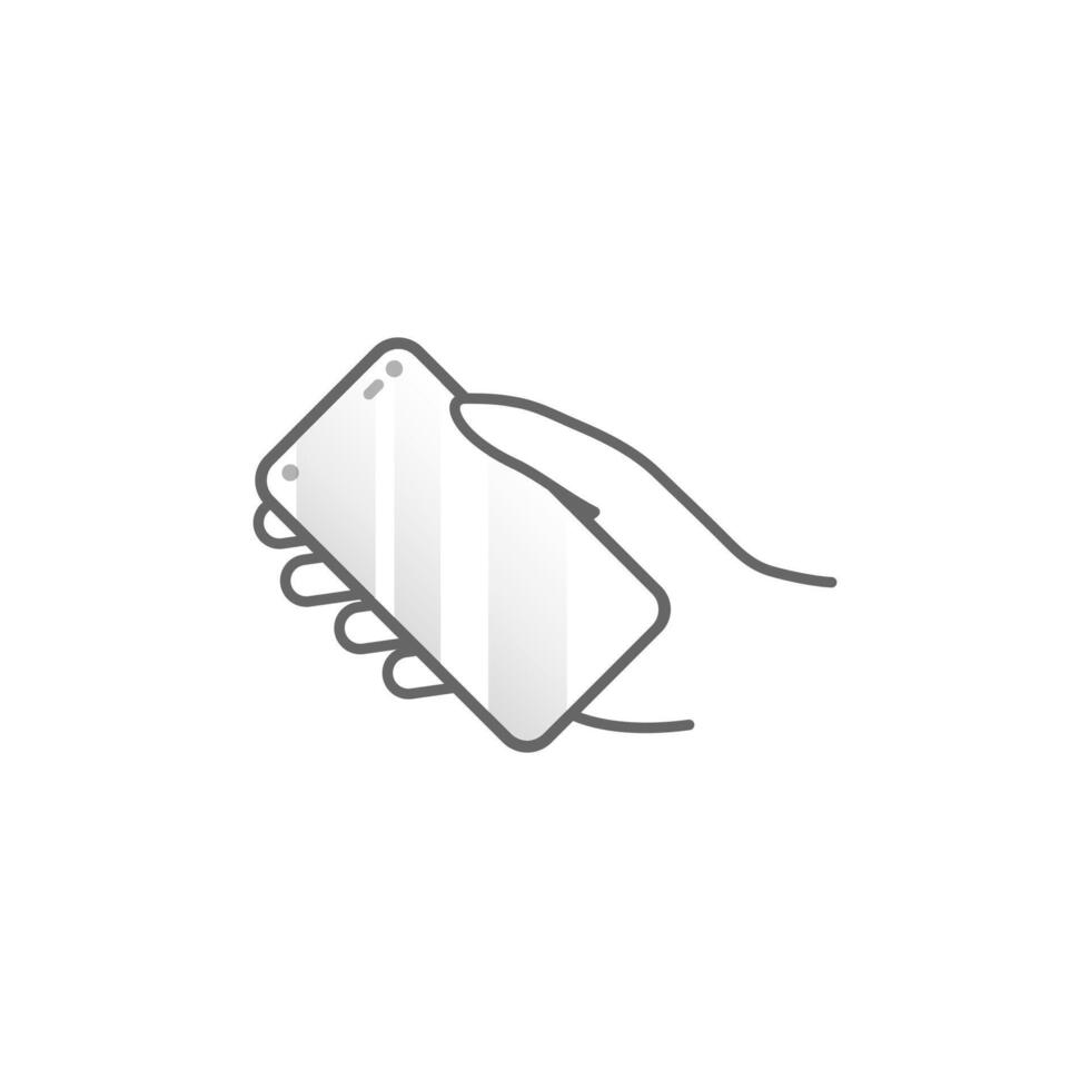 Hand hold the smartphone. Mobile phone finger touch screen, icon flat design vector