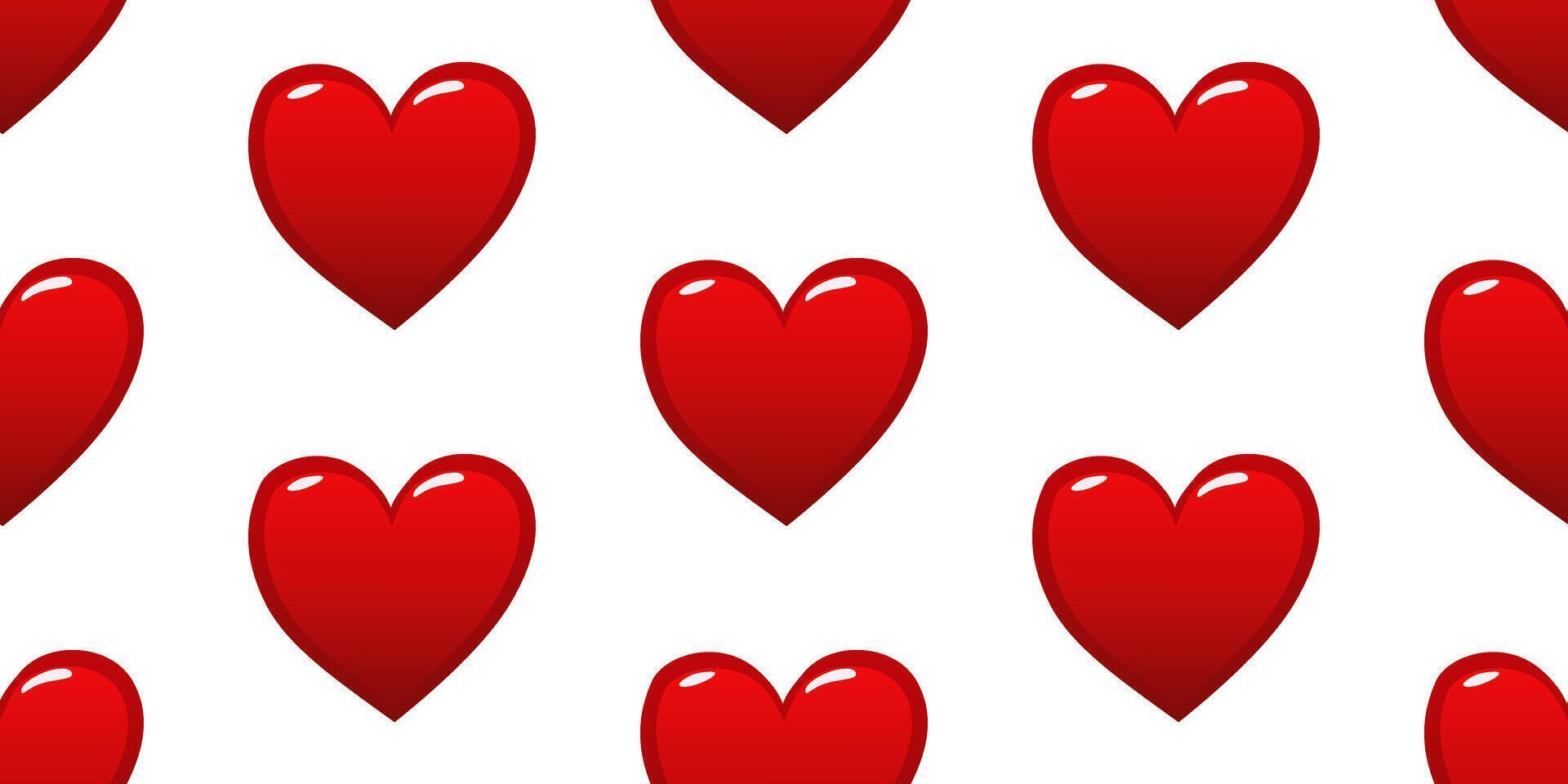 Seamless pattern with red hearts on white. Background with heart. Symbol of love. vector