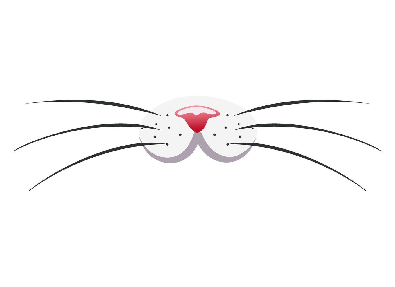 Cat nose with long whiskers. Cute face of a cat, dog or rabbit. A fun children's print or logo for a pet grooming business. vector