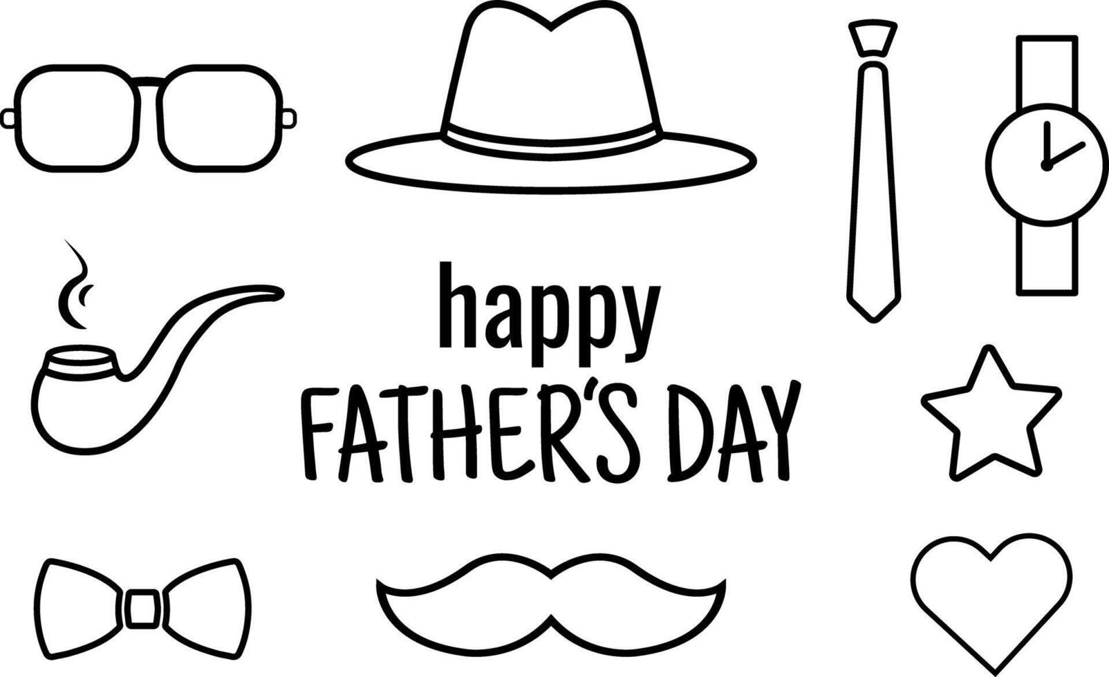 Our First Fathers Day Illustration Set . Greeting Cards, TShirt Prints, Invitations. Happy Fathers Day Banner with Daddy Icons. Illustration Set . illustration vector