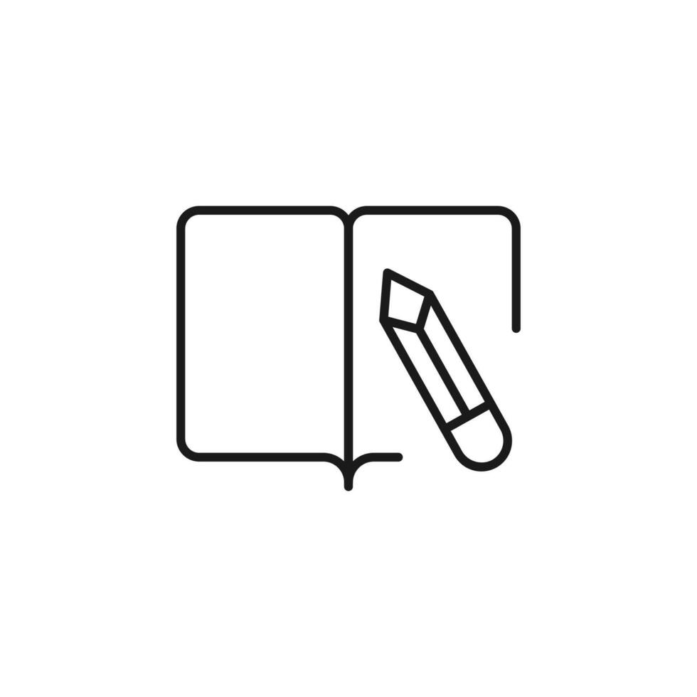 Pencil By Book Outline Icon For Design, Infographics, Apps vector