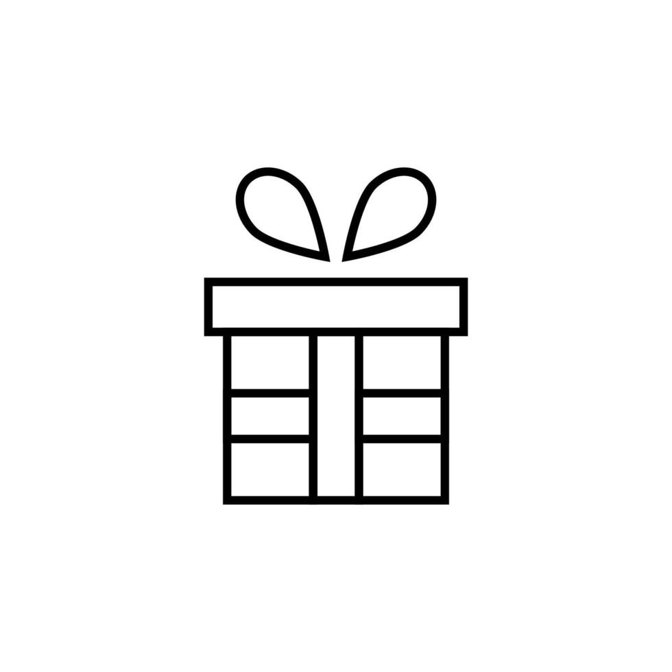 Giftbox Simple Outline Symbol for Web Sites. Suitable for books, stores, shops. Editable stroke in minimalistic outline style. Symbol for design vector