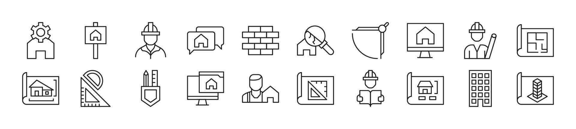 Building line icons collection. Editable stroke. Simple linear illustration for web sites, newspapers, articles book vector