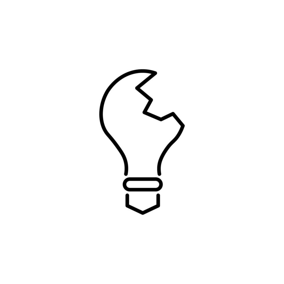 Broken Lamp Symbol for Stores and Shops. Suitable for books, stores, shops. Editable stroke in minimalistic outline style. Symbol for design vector