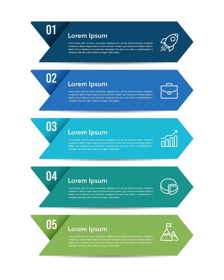 5 arrows infographic vertical design template. Workflow business. vector