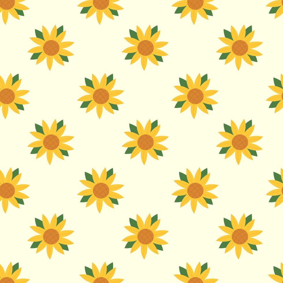 Seamless pattern with sunflower. Spring and summer floral background. Design for wallpaper, wrapping paper, wallpaper, fabric. flat illustration. vector