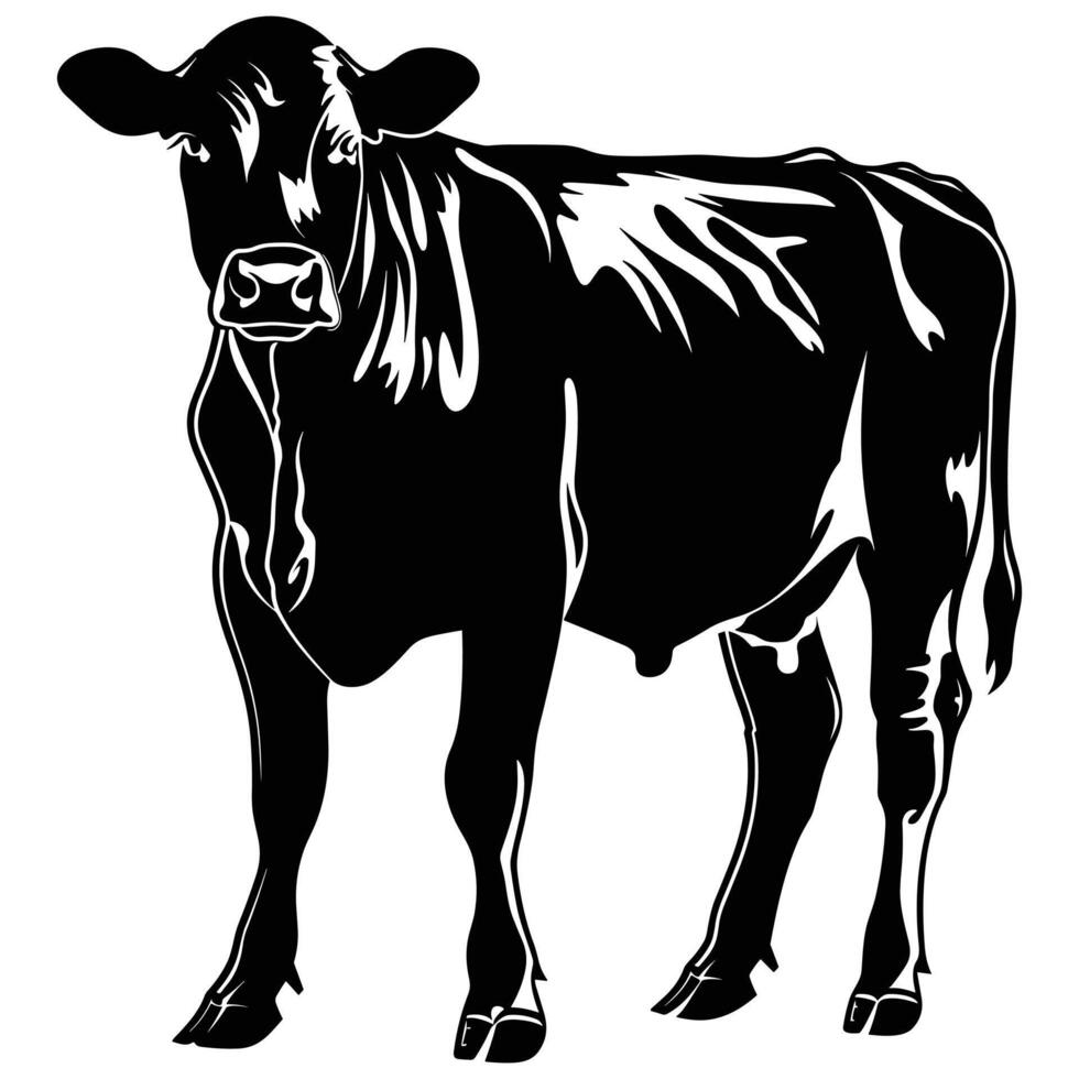 un vaca silueta aislado en un blanco antecedentes. vector