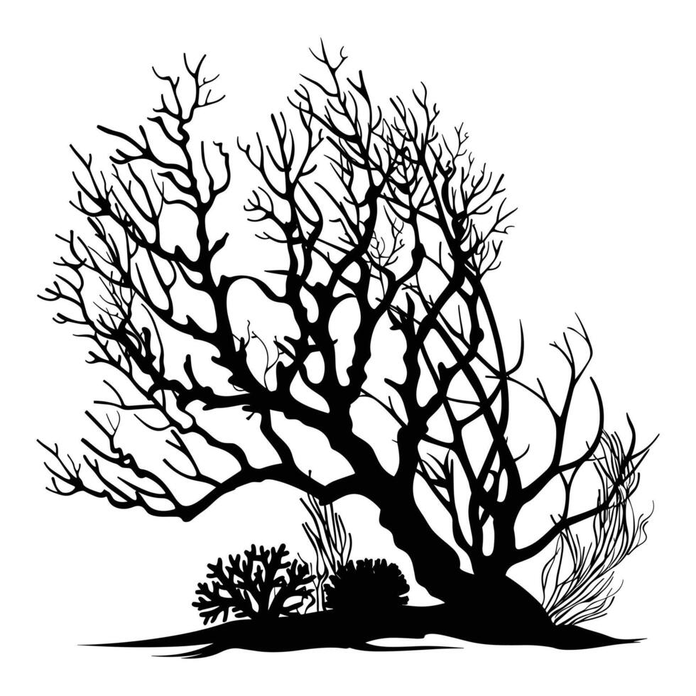 A Coral Reef Silhouette isolated on a white background. vector