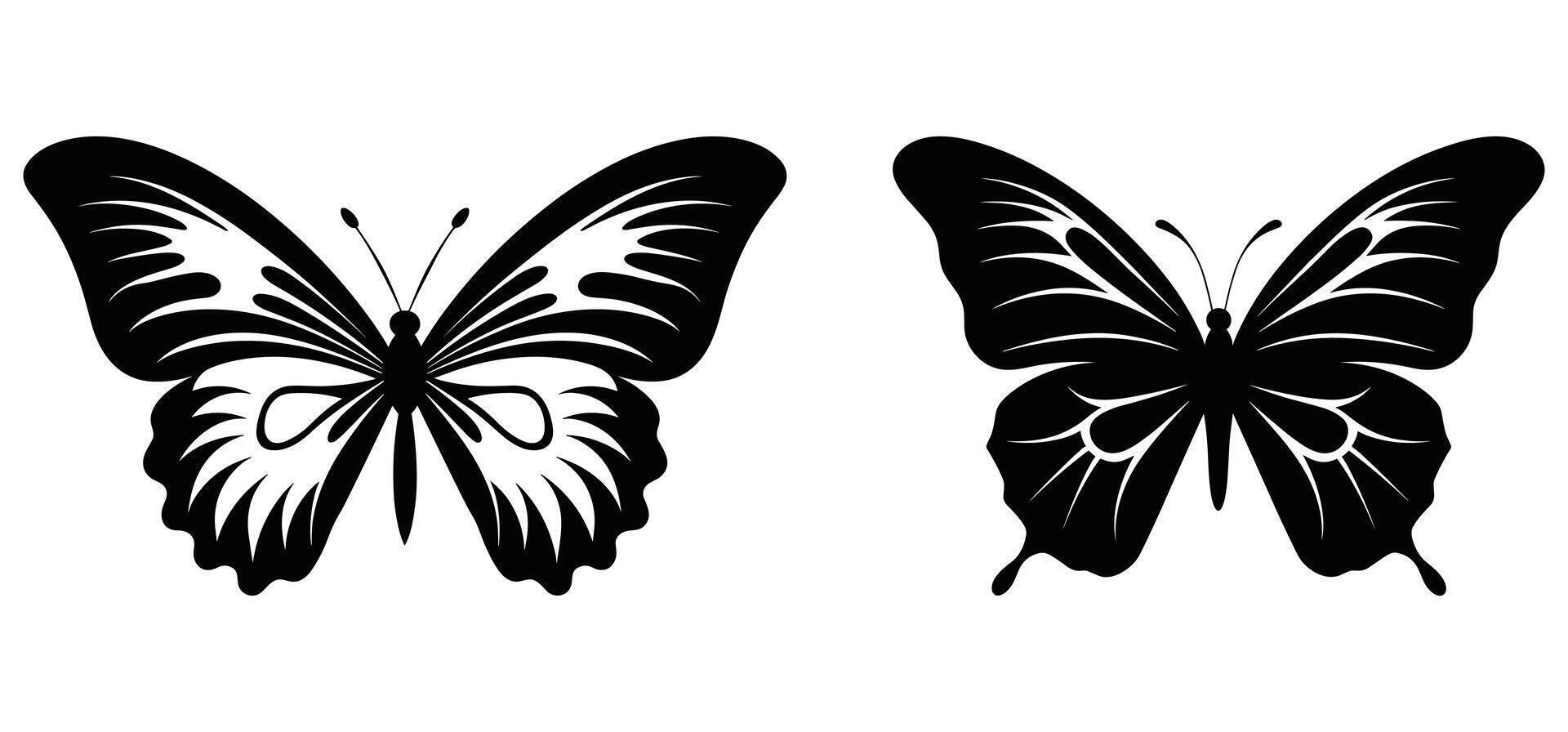 Butterfly Silhouette isolated on a white background. vector
